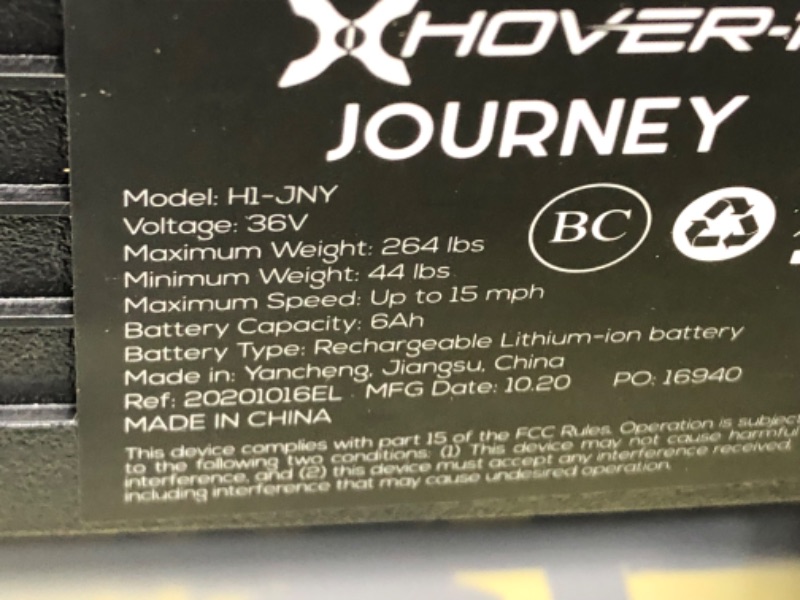 Photo 5 of ****PARTS ONLY**** Hover-1 Journey Electric Scooter | 14MPH, 16 Mile Range, 5HR Charge, LCD Display, 8.5 Inch High-Grip Tires, 220LB Max Weight, Cert. & Tested - Safe for Kids, Teens, Adults Black