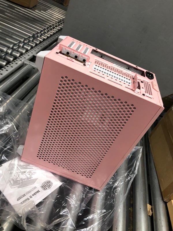 Photo 6 of Cooler Master MasterBox NR200P Mini ITX Computer Case - Tempered Glass Side Panel, Superior Cooling Options, Vertical GPU Display, Tool-Free 360 Degree Accessibility - Pink
