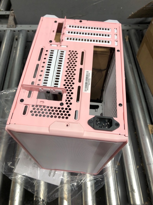 Photo 3 of Cooler Master MasterBox NR200P Mini ITX Computer Case - Tempered Glass Side Panel, Superior Cooling Options, Vertical GPU Display, Tool-Free 360 Degree Accessibility - Pink
