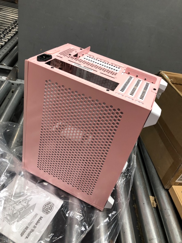 Photo 2 of Cooler Master MasterBox NR200P Mini ITX Computer Case - Tempered Glass Side Panel, Superior Cooling Options, Vertical GPU Display, Tool-Free 360 Degree Accessibility - Pink
