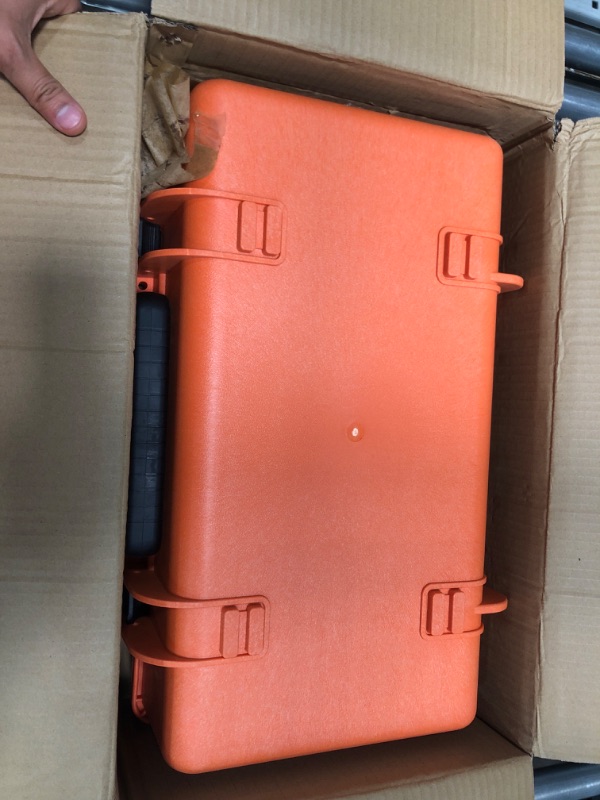 Photo 2 of Monoprice Weatherproof Hard Case - 22in x 14in x 8in, Orange with Customizable Foam, Shockproof, IP67 orange 20.3 Liter Hard Case