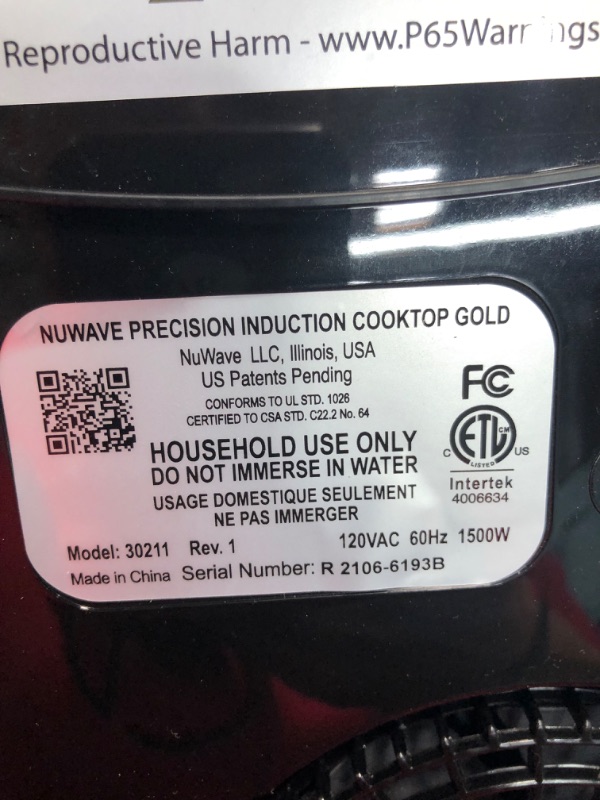 Photo 4 of ****** UNABLE TO TEST FUNCTION ********** FOR PARTS ONLY      NUWAVE Gold Precision Induction Cooktop, 900, and 1500 Watts, 12” Heat-Resistant Cooking Surface & Carrying Case for Precision Induction Cooktop, Insulated & Water Resistant Cooktop + Case