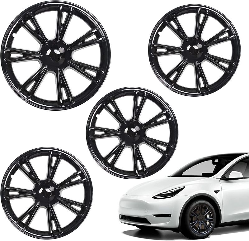 Photo 1 of ***DAMAGED*** Terfulnel 19 Inch Hubcap Fit 2017-2023 Tesla Model Y Wheel Covers 4PCS Replacement Hub Caps Protection for Stylish Car Decor
