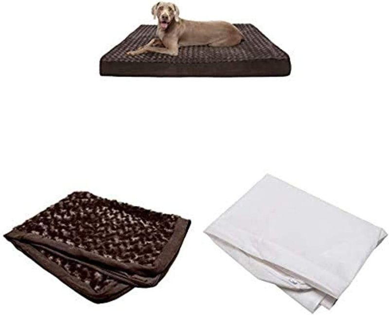Photo 1 of 
Furhaven Pet Bundle Jumbo Plus Chocolate Deluxe Cooling Gel Memory Foam Ultra Plush Faux Fur Mattress, Extra Dog Bed Cover, & Water-Resistant Mattress...