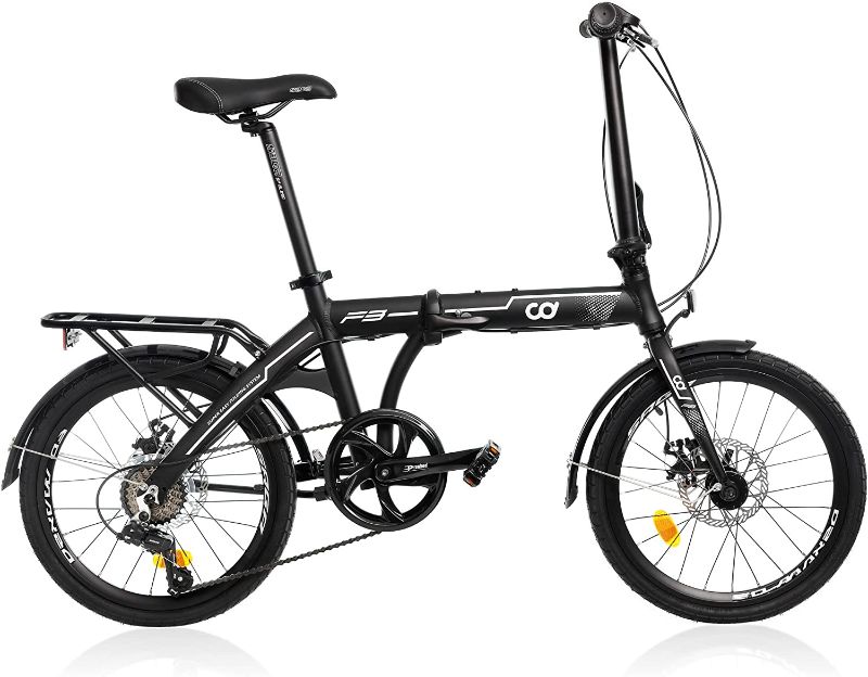 Photo 1 of 
CyclingDeal Folding Bike Foldable Bicycle with 7 Speed Shimano Gears 20-inch Aluminium Wheels Easy Folding City Bicycle with Disc Brake, Rear Carry Rack