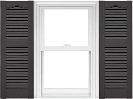 Photo 2 of 2 Pack (4)--Mid America Open Louver Vinyl Shutters (1 Pair) - 14.5 x 43 030  Tuxedo Grey