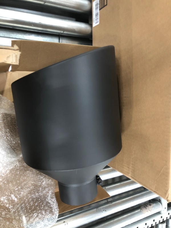 Photo 2 of LCGP 4" inlet to 10" outlet 15" Long Universal Diesel Truck Exhaust Tip,Stainless Steel, Black Powder Coated, Bolt-On Tailtip Painted black 4“x10"x15"