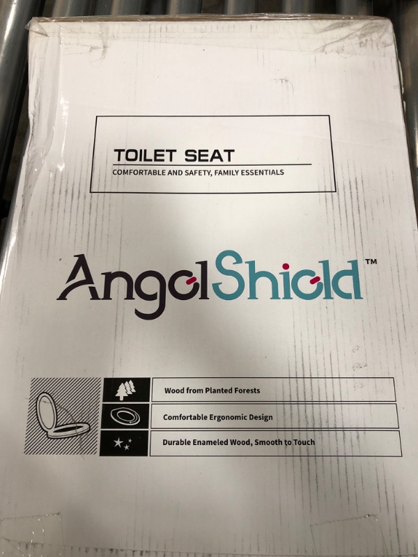 Photo 2 of Black Elongated Toilet Seat Natural Wood Toilet Seat with Zinc Alloy Hinges, Easy to Install also Easy to Clean, Scratch Resistant Toilet Seat by Angol Shiold (Elongated, Black) Elongated Black