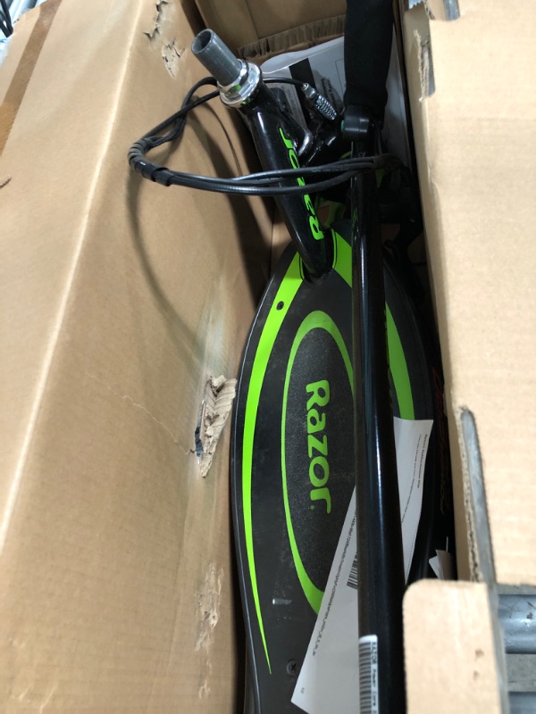 Photo 2 of **PARTS ONLY**
Razor Power Core E90 Electric Scooter - Hub Motor, Up to 10 mph and 80 min Ride Time, for Kids 8 and Up Green Standard Packaging