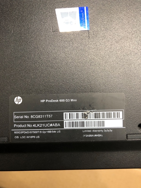 Photo 5 of *Tested* HP Prodesk 600 G3 Micro Computer Mini PC (Intel Quad Core i5-7500T 2.7Ghz, 16GB DDR4 Ram, 512GB SSD, 4K Support, DP, USB 3.0, USB-C) Win 10 Pro (Renewed) 512 GB