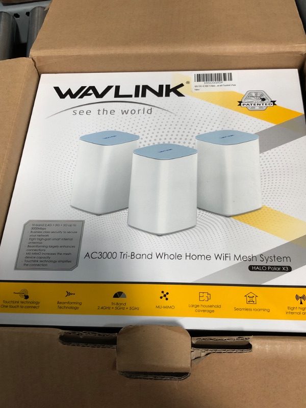 Photo 2 of WAVLINK Mesh WiFi System, Tri-Band Mesh WiFi Router Up to 7,500 sq.ft Coverage, Speed up to 3Gbps, Replaces WiFi Router and Extender, 9 Gigabit Ports, AC3000