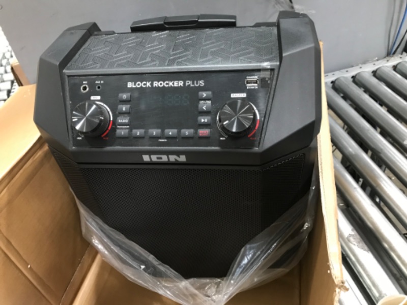 Photo 1 of ION Audio Block Rocker Plus - Portable Bluetooth Speaker 100W W/Battery, Karaoke Microphone, AM FM Radio, Wheels & Telescopic Handle and USB Charging, Black
