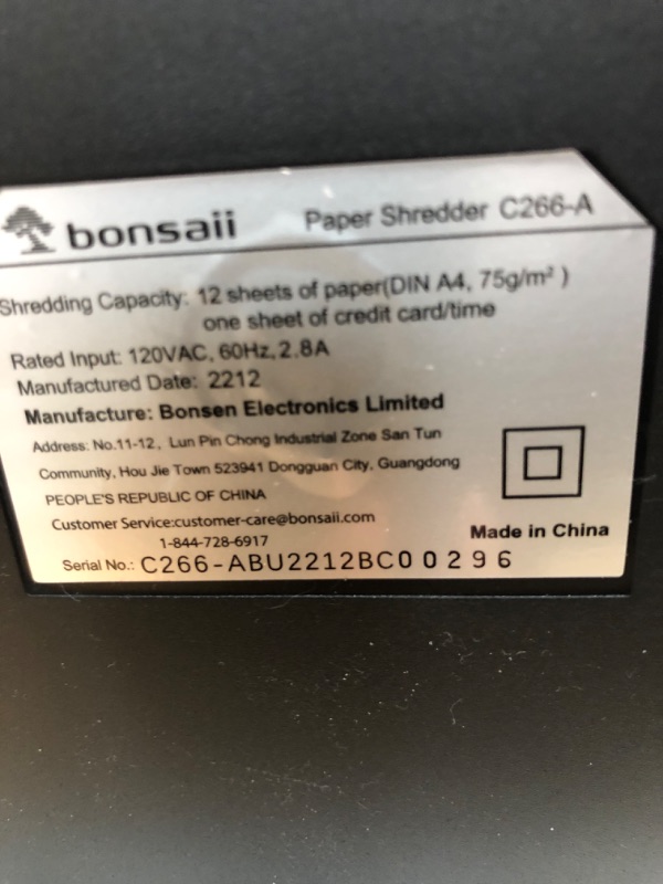 Photo 2 of Bonsaii Paper Shredder, 12-Sheet Cross-Cut Shredder for Home Office Use, 30-Minutes Heavy Duty Shredder with 4.2 Gal Pullout Bin & 4 Casters for Credit Card/CD Anti-Jam Shredding Machine (C266-A) 12 Sheet-4.2 Gal