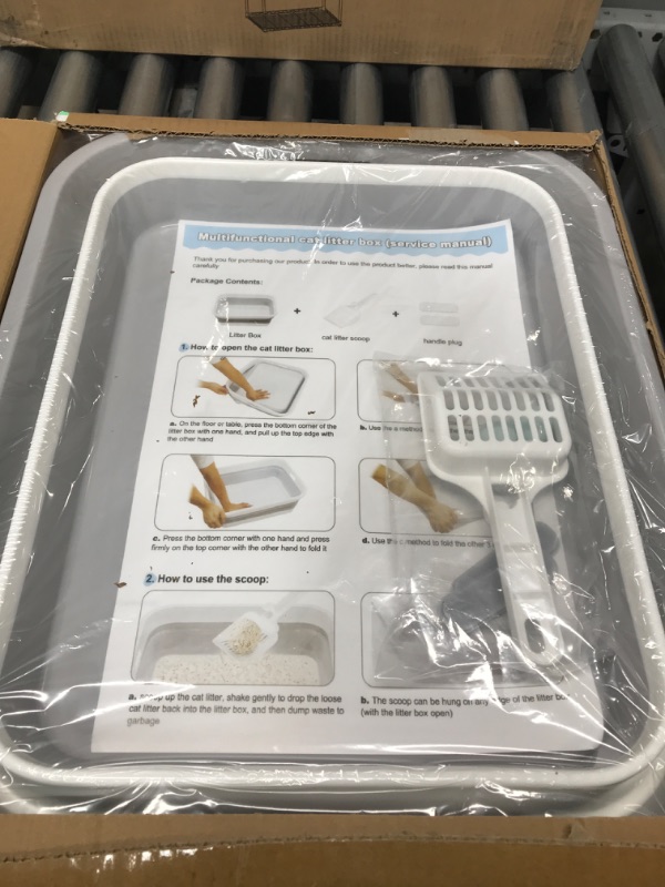 Photo 1 of Maohegou Senior Cat Litter Box, Three Legged Arthritic Cat Litter Box Low Entry, Open Cat Litter Box for Sick Frail Handicap Disabled Cats, Older Elderly Corner Cat Litter Box for Indoor Cats