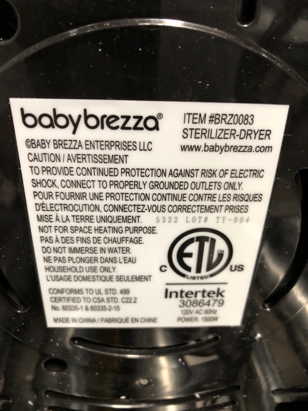 Photo 4 of Baby Brezza Superfast - Just 10 Minutes - Baby Bottle Sterilizer + Dryer - Electric Steam Sterilization – Universal Sterilizing for All Bottles: Plastic + Glass + Pacifiers + Breast Pump Parts