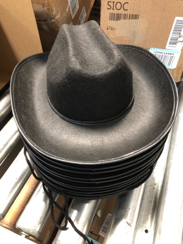 Photo 3 of 12 Pieces Kids Cowboy Hat Cowboy Costume Accessories Felt Western Hat for Boy Children for Cowboy Cosplay Party (Black) stand not included 