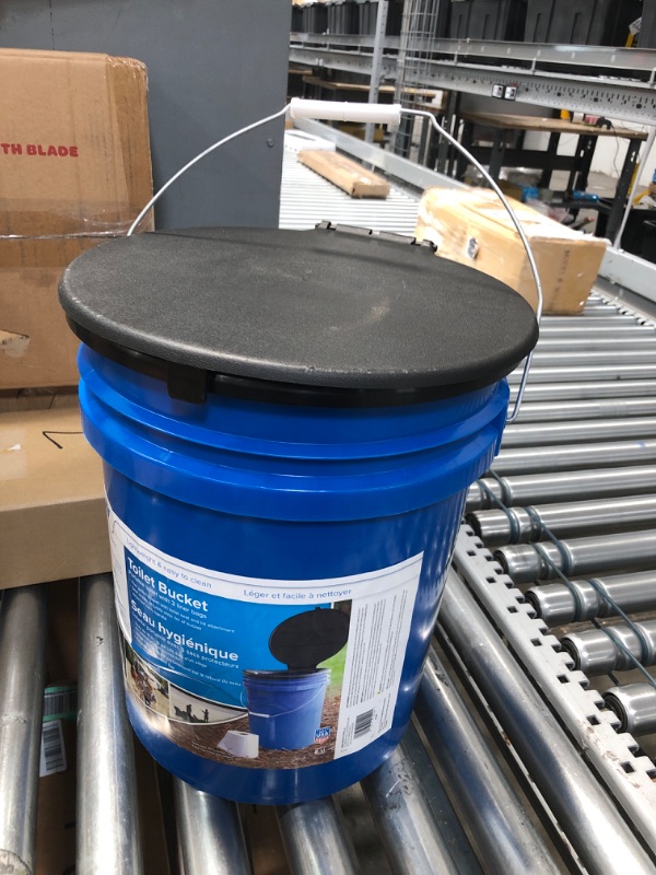 Photo 1 of Camco Portable Toilet with Seat and Cover, 5 Gallons, Blue (41549)