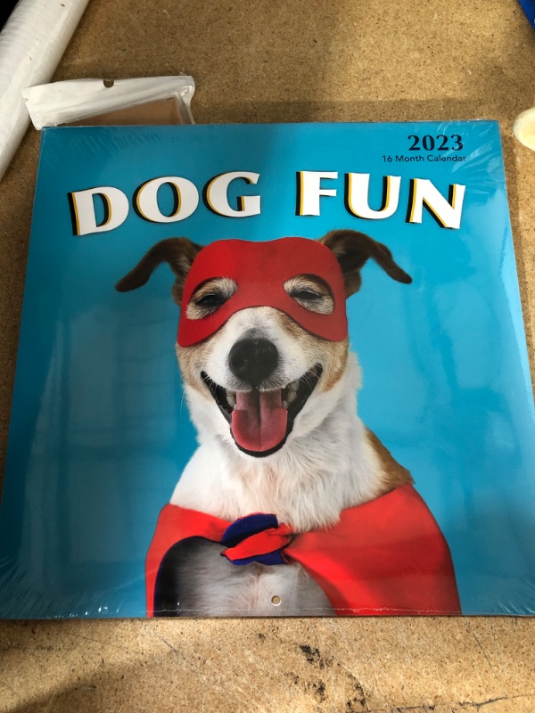 Photo 2 of Dog Fun 2023 Hangable Wall Calendar Monthly - 12" x 24" Open - Cute Costume Dressed Up Playing Puppies Photo Gift - Sturdy Thick Puppy Dogs Photography - Gifting Idea for Secret Santa, Teacher, Adults, Friends, Kids & Coworkers - Large Full Page 16 Months