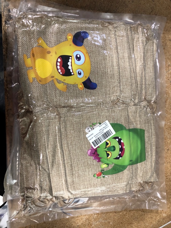Photo 1 of (PACK OF 2) CCINEE 18PCS Halloween Burlap Gift Bags,Large Monster Goody Treat Bag with Drawstring for Kids Halloween Party Supply