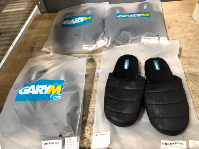 Photo 2 of ***BUNDLE*** GaryM Men's Comfortable Soft Micro Suede Indoor Slipper with Non-Slip Noiseless Rubber Outsole 8-9 Full Black (4PCS) 