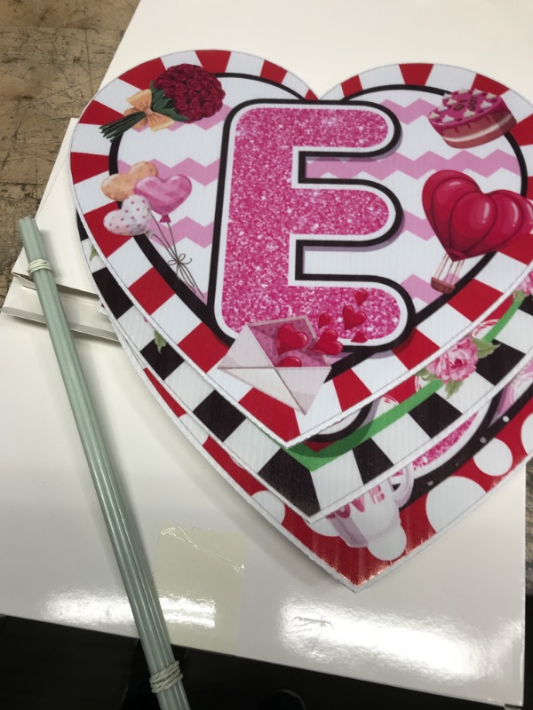 Photo 2 of  2 PACK OF 4 Pieces Valentine's Day Yard Signs Love Theme Yard Signs Heart Yard Stake Outdoor Indoor Valentines Decorations with 8 Pieces Lawn Stakes for Valentine's Day