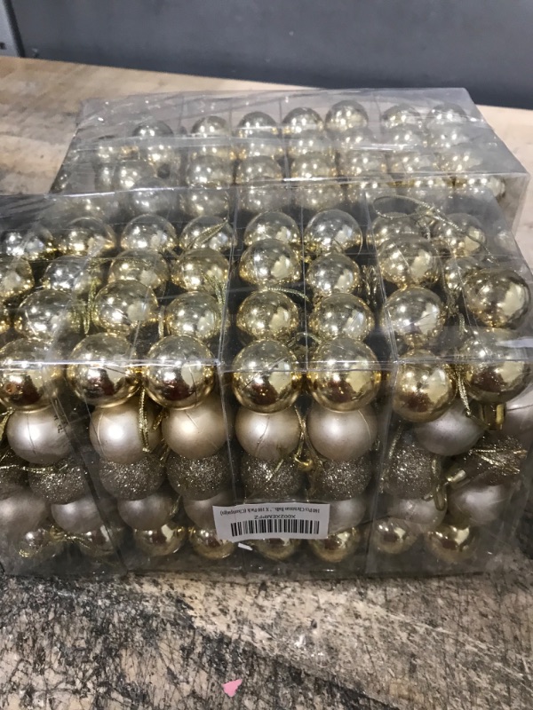 Photo 2 of 160 Pcs Christmas Balls Ornaments for Xmas Tree - Shatterproof Christmas Tree Decorations Small Hanging Ball 1.18" X 160 Pack (Champaign) 2pk