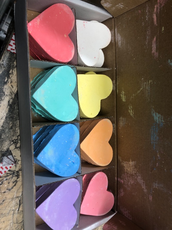 Photo 2 of JoFAN 24 Pack Valentines Day Hearts Sidewalk Chalk for Kids School Class Classroom Valentines Day Cards Gifts Crafts Prizes Party Favors