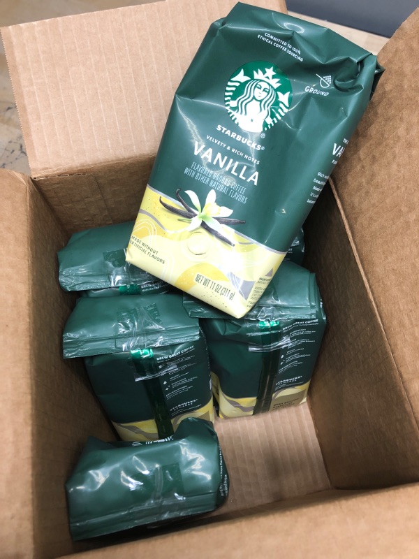 Photo 2 of (BEST BY 01 APR, 2023) Starbucks Ground Coffee—Vanilla Flavored Coffee—No Artificial Flavors—100% Arabica—6 bags (11 oz each)
