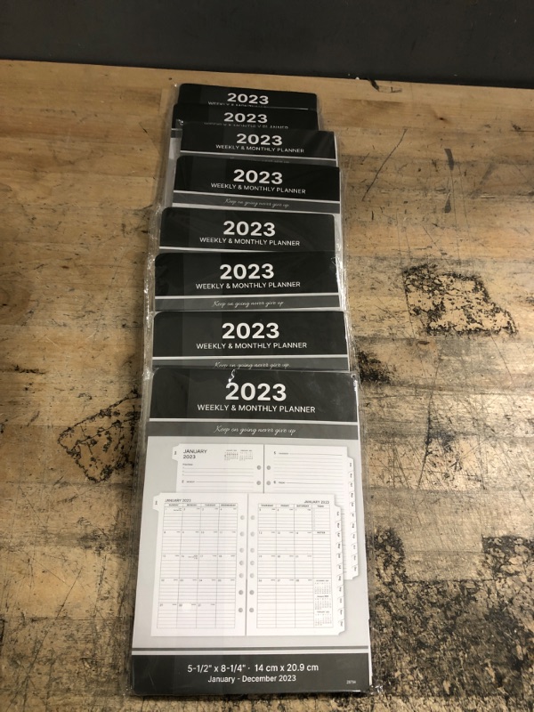 Photo 2 of 8 packs of 2023 Planner Refills - Planner Refills 2023, 2023 Weekly & Monthly Planner Refills, 2023 Planner Inserts, A5 Planner Refills, A5 Planner Inserts, 5-1/2" x 8-1/4", Jan.2023-Dec.2023, 7-Hole Punched - Gray