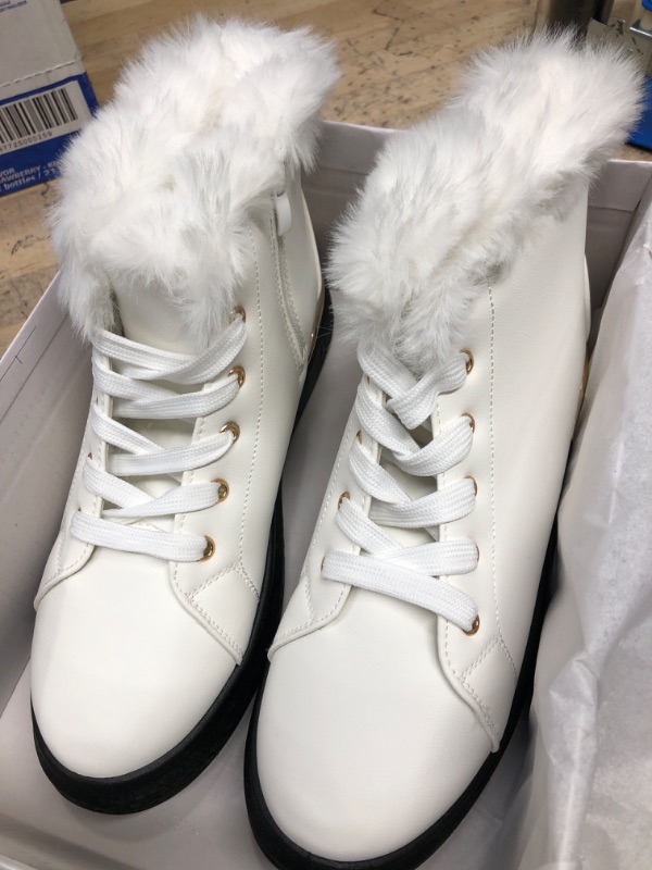 Photo 2 of HEAWISH Winter Snow Boots for Women Ankle Boots With Side Zipper Womens Booties Fur Lined Winter Shoes Size 9 White