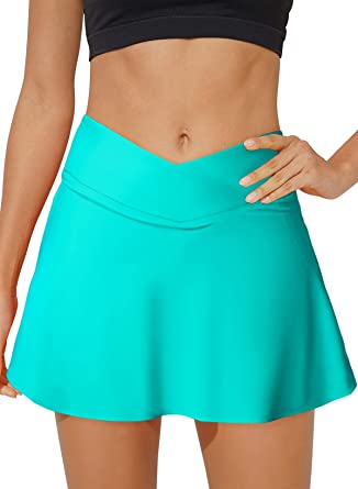 Photo 1 of Aleumdr Women's High Waist Swim Skirt Tulip Hem Shirring Swimsuit Bikini Bottom S-XXL
