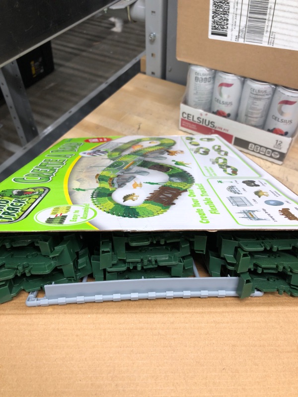 Photo 2 of Batlofty Dinosaur Toys Race Track, Flexible Track Playset, Create A Dinosaur World Road Race with 1 Dinosaur Car and 6 Dinosaur Toys for 3 4 5 6 7 Year Old Boys Girls Birthday Gifts Dinosaur Race Track