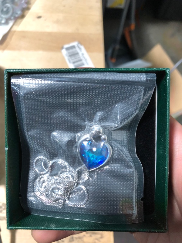 Photo 1 of EleShow Gifts for Mom Heart Blue Crystal Mother and Child Pendant Necklace Christmas Mothers Day Jewelry Gifts