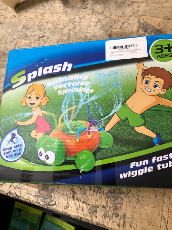 Photo 2 of Outdoor Sprinkler for Kids, Renfox Backyard Spinning Turtle Sprinkler Toy with Swing Tube, Splashing Fun for Summer Days, Kids Sprinklers for Yard, Lawn Outside Water Toys Gifts for Toddlers 3-10