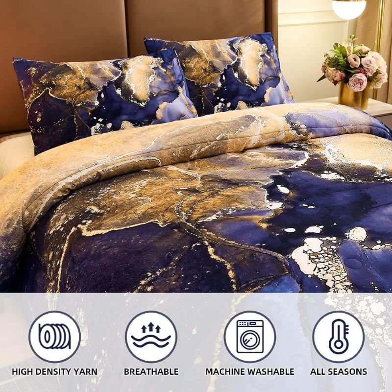 Photo 1 of 
Btargot Marble Comforter Set Twin Purple, 3-Pieces Microfiber Bedding Abstract Artwork Watercolor Ultra Soft Quilt for All Seasons