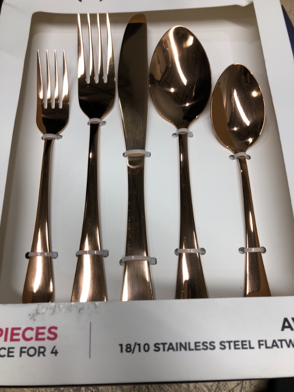 Photo 2 of 20-Piece Rose Gold Silverware Set, MAGEME Premium Stainless Steel Flatware Cutlery Set for 4, Home Restaurant Hotel, Kitchen Utensils Set, Include Forks Spoons, Mirror Polished, Dishwasher Safe