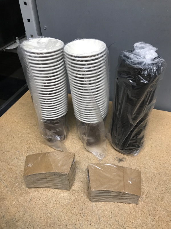 Photo 2 of ZIYE 50 Pack 12 Oz Disposable Coffee Cups with Lids, To Go Coffee Cups with Sleeves for Hot/Cold Beverages Espresso Tea, Cafes Offices Home Travel Party