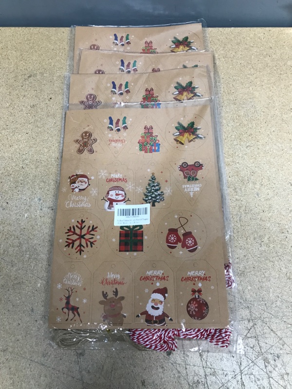 Photo 1 of 4-Pack Joy Bang Christmas Gift Tags 150PCS Holiday Gift Tags with String Craft Paper Christmas Present Name Tags with Twine String for Xmas Gift Wrapping