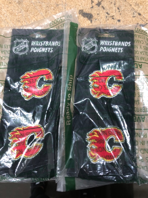 Photo 2 of  2 pack Franklin Sports NHL Team Licensed Wristbands Calgary Flames