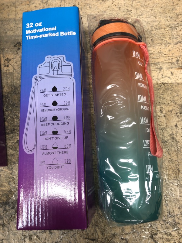 Photo 2 of 2 ITEMS 32oz Motivational Fitness Sports Water Bottle BUNDLE