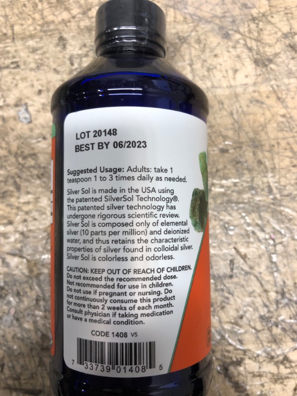 Photo 3 of ***EXP 06/2023*** NOW Supplements, Silver Sol 10 PPM with Elemental Silver and Deionized Water, Liquid, 8-Ounce 8 Ounce