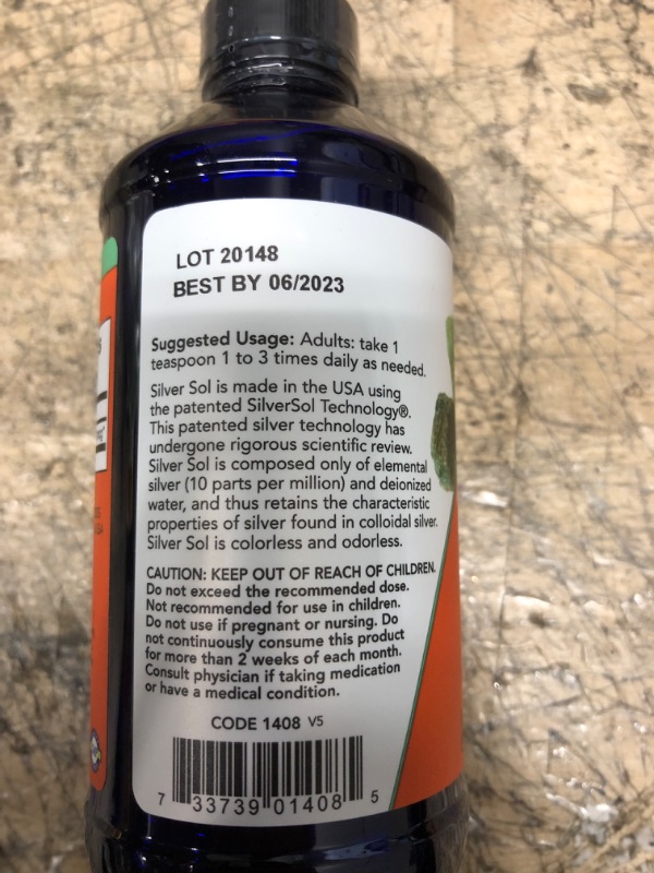 Photo 3 of ***EXP 06/2023*** NOW Supplements, Silver Sol 10 PPM with Elemental Silver and Deionized Water, Liquid, 8-Ounce 8 Ounce