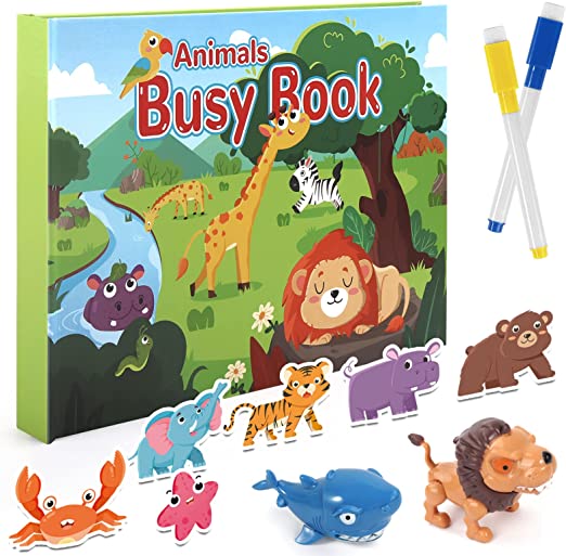 Photo 1 of Animals Themes Montessori Busy Book for Toddlers, Adonafy Preschool Learning Activities, Montessori Toys for 1 2 3 4 Year Old, Autism Sensory Toys Learning Materials, Gifts for Boys and Girls
