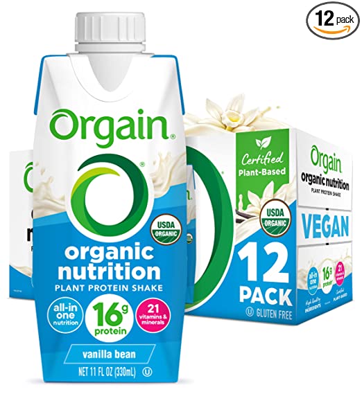Photo 1 of **EXPIRES JAN 2024** Orgain Organic Vegan Plant Based Nutritional Shake, Vanilla Bean - Meal Replacement, 16g Protein, 21 Vitamins & Minerals, Non Dairy, Gluten Free, Non-GMO, Packaging May Vary, 11 Fl Oz (Pack of 12)

