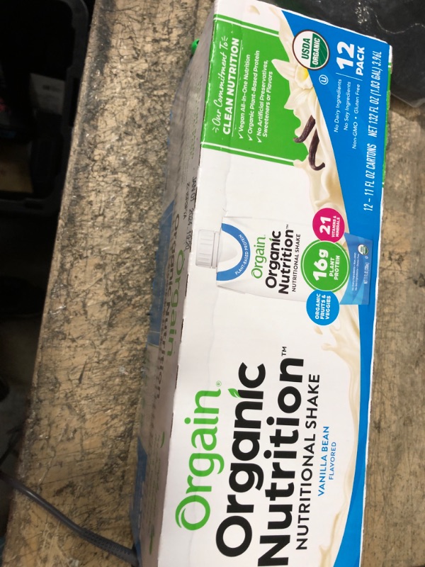 Photo 2 of **EXPIRES JAN 2024** Orgain Organic Vegan Plant Based Nutritional Shake, Vanilla Bean - Meal Replacement, 16g Protein, 21 Vitamins & Minerals, Non Dairy, Gluten Free, Non-GMO, Packaging May Vary, 11 Fl Oz (Pack of 12)
