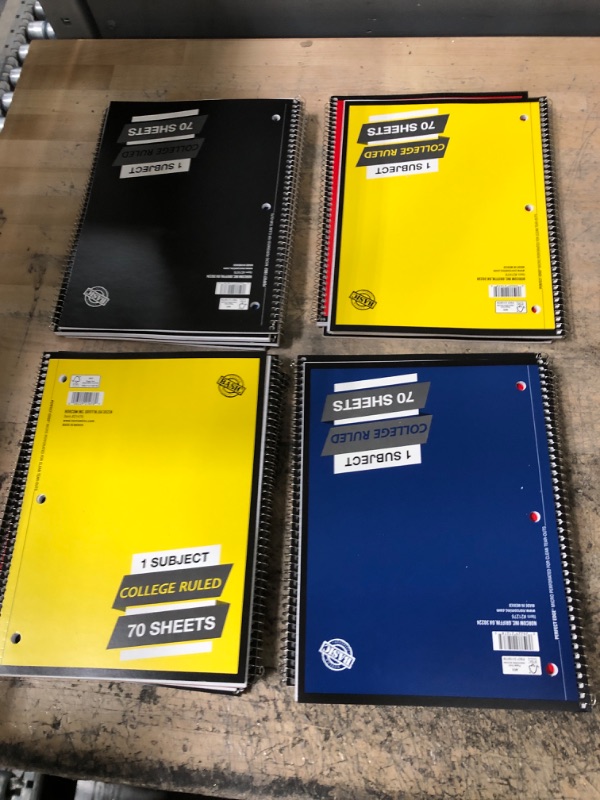 Photo 1 of 18 pack of Spiral Notebook 1 Subject 70 Sheets College Ruled various colors
