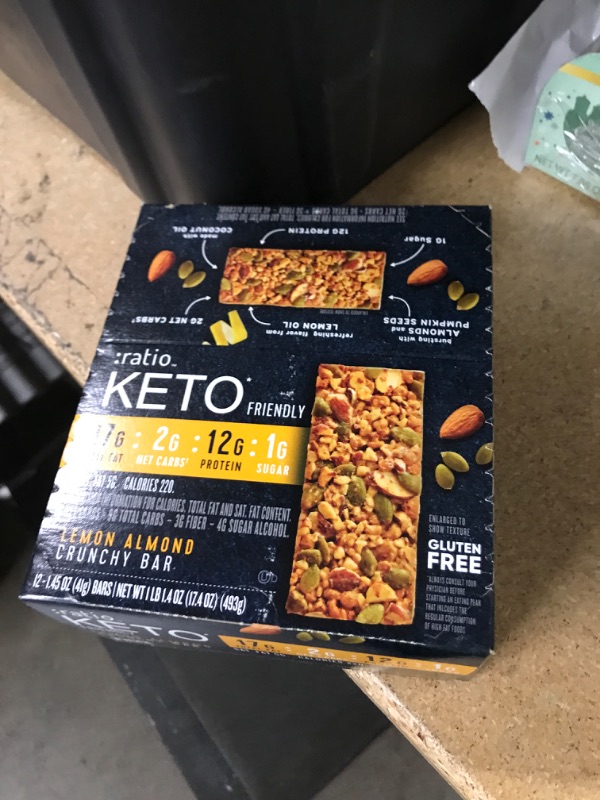 Photo 2 of :ratio KETO friendly Lemon Almond Crunchy Bar, Gluten Free, 1.45 oz, 12 ct
