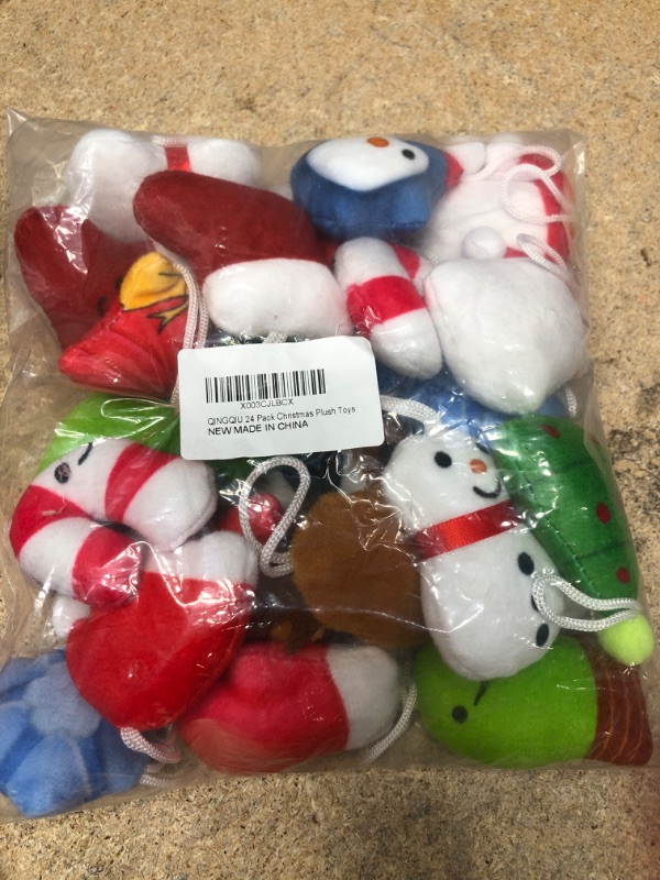 Photo 2 of (PACK OF 2) QINGQIU 24 Pack Christmas Mini Plush Toys Christmas Hanging Plush Ornaments for Kids Boys Girls Stocking Stuffers Christmas Party Favors Gifts Tree Decorations