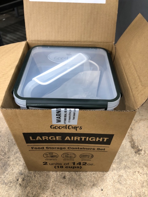 Photo 1 of 2 Large Airtight Food Storage Containers for Flour, Sugar 142oz - Kitchen Pantry Plastic Containers - Air Tight Canisters Set With Locking Lids - 4 Labels, Marker and 2 Measuring Cups(Black,White) Black/White Set of 2