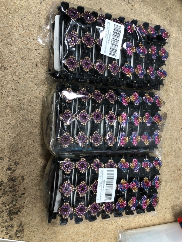 Photo 1 of 16PCS Sparkling Crystal Stone Braided Hair Clips?Satin Fabric Hair Bands with 3 Small Clips?Rhinestone Hair Clips Hairpin Duckbill Clip for Women and Girls